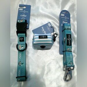 Lucy & Co. Sail 3pc Collar, Leash and Poop Bag Holder Set (L)